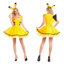Kostüme Damen Pokemon Pikachu Karneval Gelbes Kleid Fancy Cosplay Cartoon DE