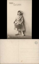 Glückwunsch Ostern Easter Mädchen  Holzwanne voller Ostereier Fotokunst# 1913