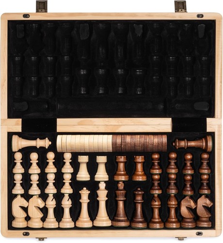 Schachspiel holz faltbar 38cm - schachspiel,