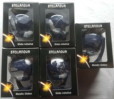 5x Stellanova Dreh-Schwenk Globus 10cm silber, blauer Fuß
