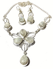 M O N D S T E I N Edelstein SET Handgefertigt 925 Sterlingsilber.