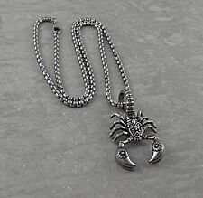 Edelstahl Venezianerkette Anhänger Skorpion Halskette 4mm Lange 60cm  Silber 