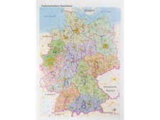 Postleitzahlenkarte Deutschland mit Bundesländern, laminiert, reißfest A0, 2015
