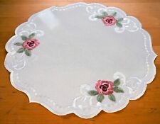 Deckchen Rosen 30cm 40cm rund 30x45cm oval Frühling/Sommer weiß/rot Leineno.5829