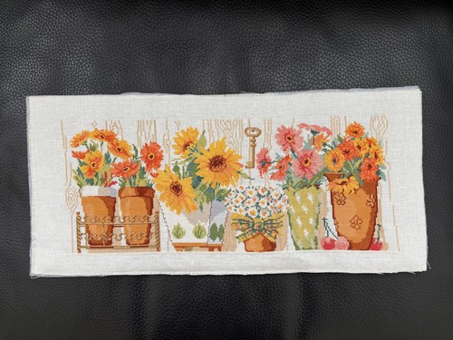Stickbild blumen töpfe - töpfe, dmc