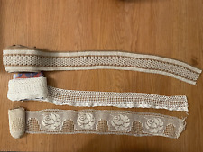 Spitze Borte aus Percal Baumwolle Meterware Weiß beige