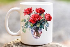 Aquarell Rote Rose Tasse