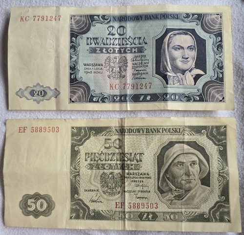 Banknoten und zloty - banknoten, 1948