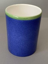 Blumenübertopf, Vase, blau,grüner Rand,innen Weiß 11 x 15 cm,Ton, SECLA Portugal