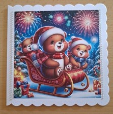 3D-Grusskarte °Bärchen im Schlitten° ❄️☃️🌨  Weihnachten Handarbeit NEU