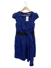 KAREN MILLEN Damen Freizeitkleid Gr. 40/L Blau Elegant Vintage Wickeloptik