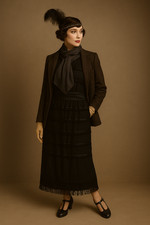 20er Jahre Original Seiden Maxikleid Schwarz Vintage Fransen Flapper 36 38