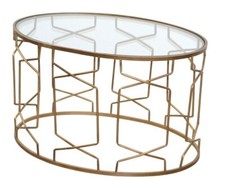 Glastisch oval goldfarben - oval,