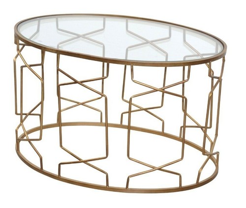 Glastisch oval goldfarben - oval,