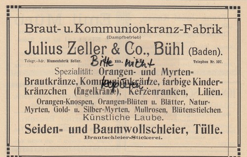 Bühl werbung 1912 - bÜhl,,