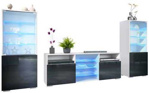 Wohnwand lowboard vitrine - lowboard,
