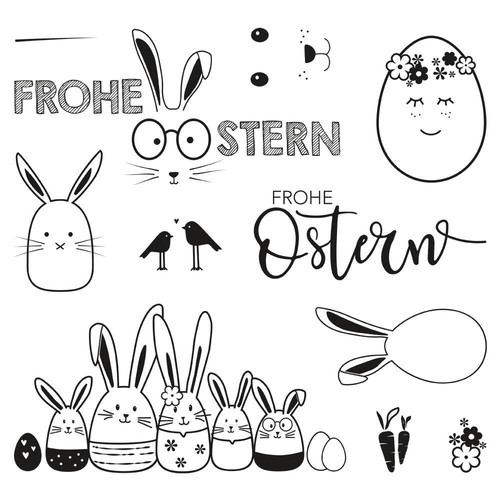 Clear stamps frohe ostern - -,