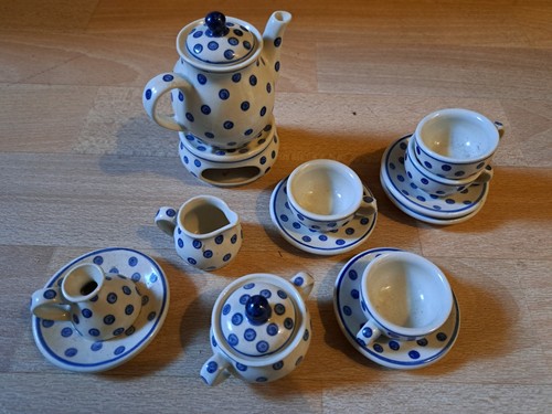Bunzlau puppengeschirr dots - puppengeschirr,