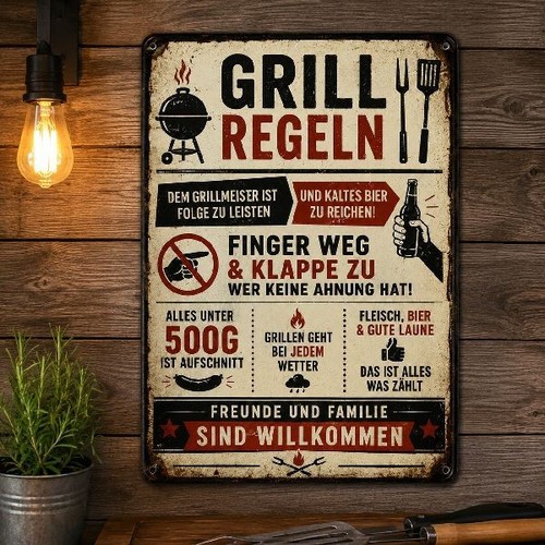 Blechschild grillregeln - blechschild,