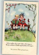 38134275 - sign. Lauterborn, Liesel Zwei Kinder musizieren mit Akkordeon und