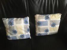 2er Set Kissenbezüge Sofakissen Zierkissen blau kariert, ca. 37 x 37 cm, Vintage