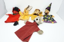 Steiff 5 Handpuppen im Set, Löwe, Maus, Zauberer, Teufel, Hase