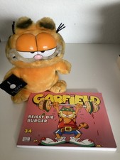 Garfield Stofftier 22 cm + Comic Band 34 Reisst die Burger, ungelesen, neuwertig