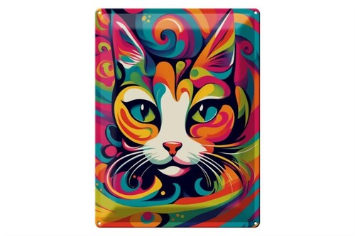 Blechschild katze bunt 3 - bunt,,