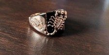 Wunderschöner Vergoldeter Herrenring Ring *Skorpion*  Onyx & Zirkon