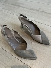 Vic Sandalen Sling Pumps Wildleder hellbeige Gr. 40 mit Metallband