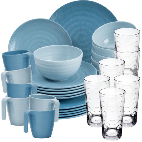 Melamin geschirr set - blau, 6