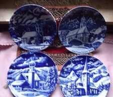 Weihnachtsteller 4 Stck Bavaria Porzellan, Echt Kobalt,1996 1997 1998 1999 