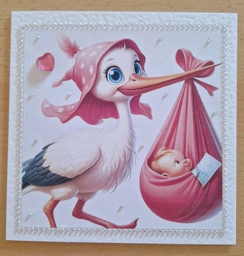 Grusskarte storch mit - *gb*, °storch