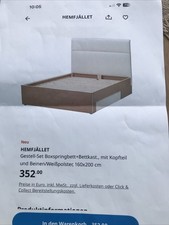 Box SpringBett Von Ikea Modell Hemfjället. 1,60  X 2,00 M Neu