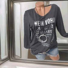 Umstandsmode Umstands T-Shirt Anthrazit Glitzeraufdruck Größe 40 42 (384) NEU