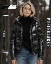 Pufferjacke Damen Schwarz