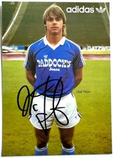 Olaf Thon FC Schalke 04 handsignierte Autogrammkarte 80ziger ULTRA SELTENE KARTE