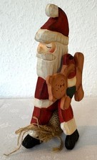 Weihnachtsmann Nikolaus Holz ca. 16,5 cm mit Bär und Sack Deko Weihnachten