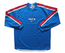 Vintage NIKE 90s Sweater Spellout Embroidered Logo Centre Swoosh blau XL