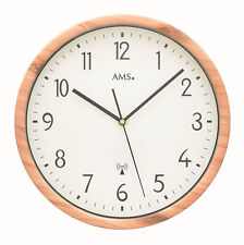 AMS 5576 Wanduhr Funkuhr analog Kunststoffgehäuse mit Holzoptik Mineralglas rund