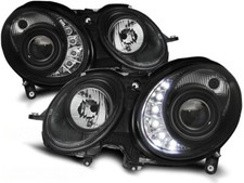 Scheinwerfer Set mit TFL Optik für Mercedes E-Klasse W211 BJ 03/02-04/06 Schwarz