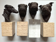 4 Bronzestatuen Bulldog /