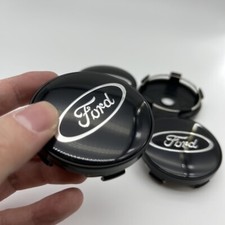 Schwarz 4 x 60mm Ford Schwarz Chrome Alufelge Nabenkappen Nabendeckel Satz NEU