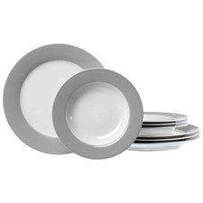 Ritzenhoff & Breker Flirt DOPPIO Grau Tafelservice Porzellan Teller 8-teilig