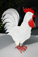 XXL Hahn Huhn Deko Blech Skulptur Figur TOP Blickfang in der Küche H 45 Weiß Rot
