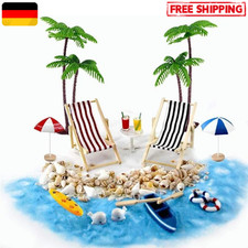 Strand-Mikrolandschaft Miniliegestuhl Strandkorb Sonnenschirm Kleine Palme Deko 