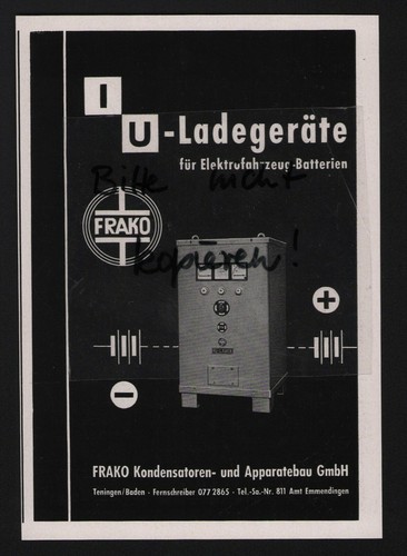 Teningen werbung 1960 frako - teningen,,