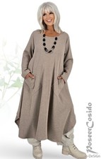 LAGENLOOK A-Form Shirt-Kleid natur beige XL-XXL-XXXL 44 46 48 50 52 54 56 58