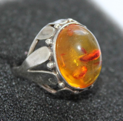 Vintage bernstein ring - vintage, silber