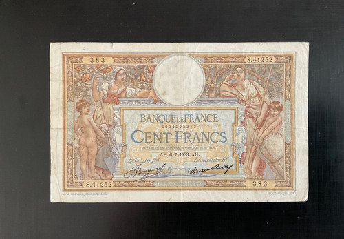 100 cent francs banknote - cent,